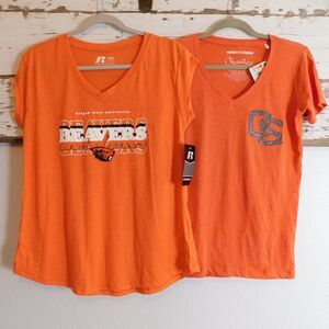NCAA Oregon State OSU Beavers Orange T-Shirts Lot of 2 Womens Medium V-Neck NWT